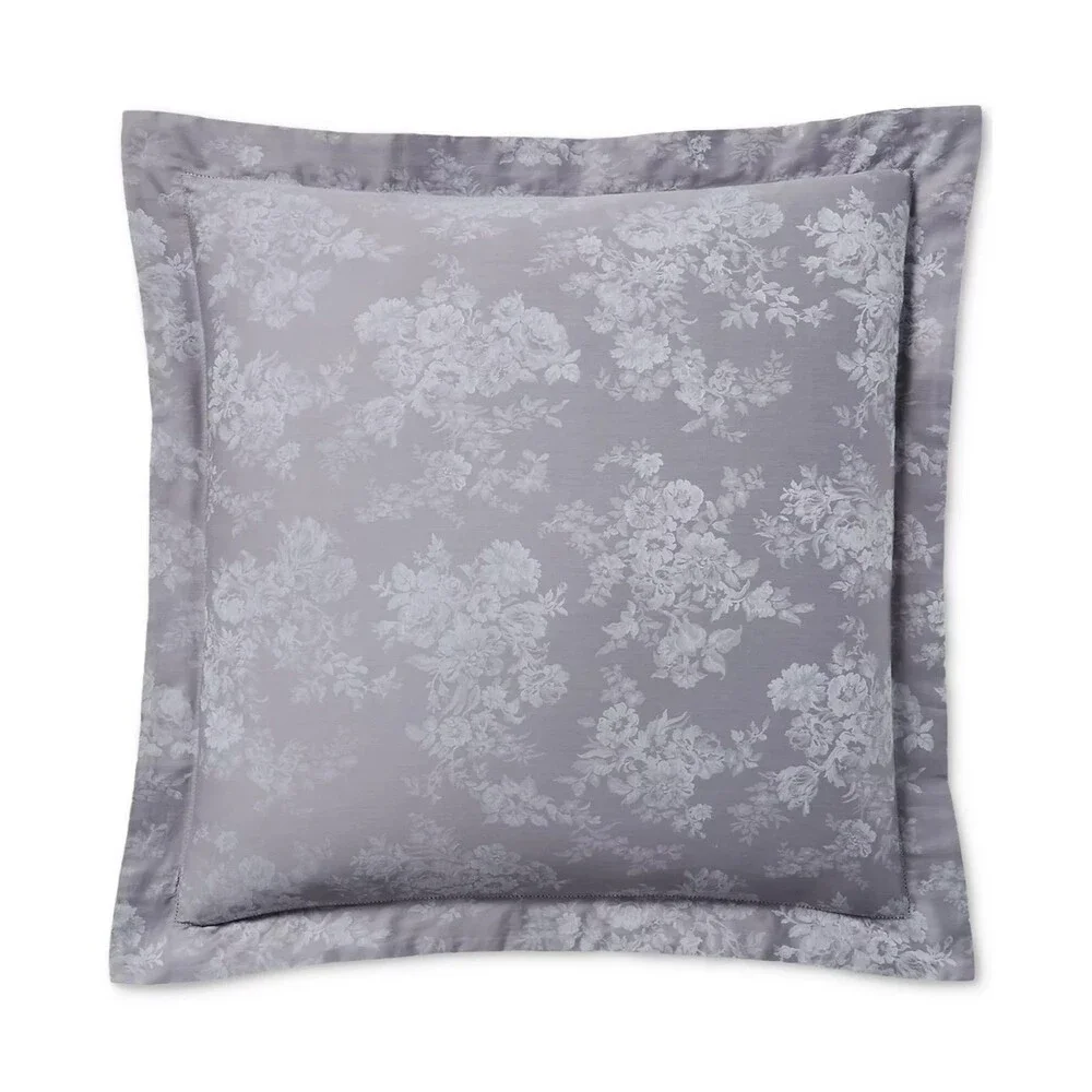 Ralph Lauren Home Luxury Mya Cotton Euro Pillow Shams Set of 2 Soft Grey $340